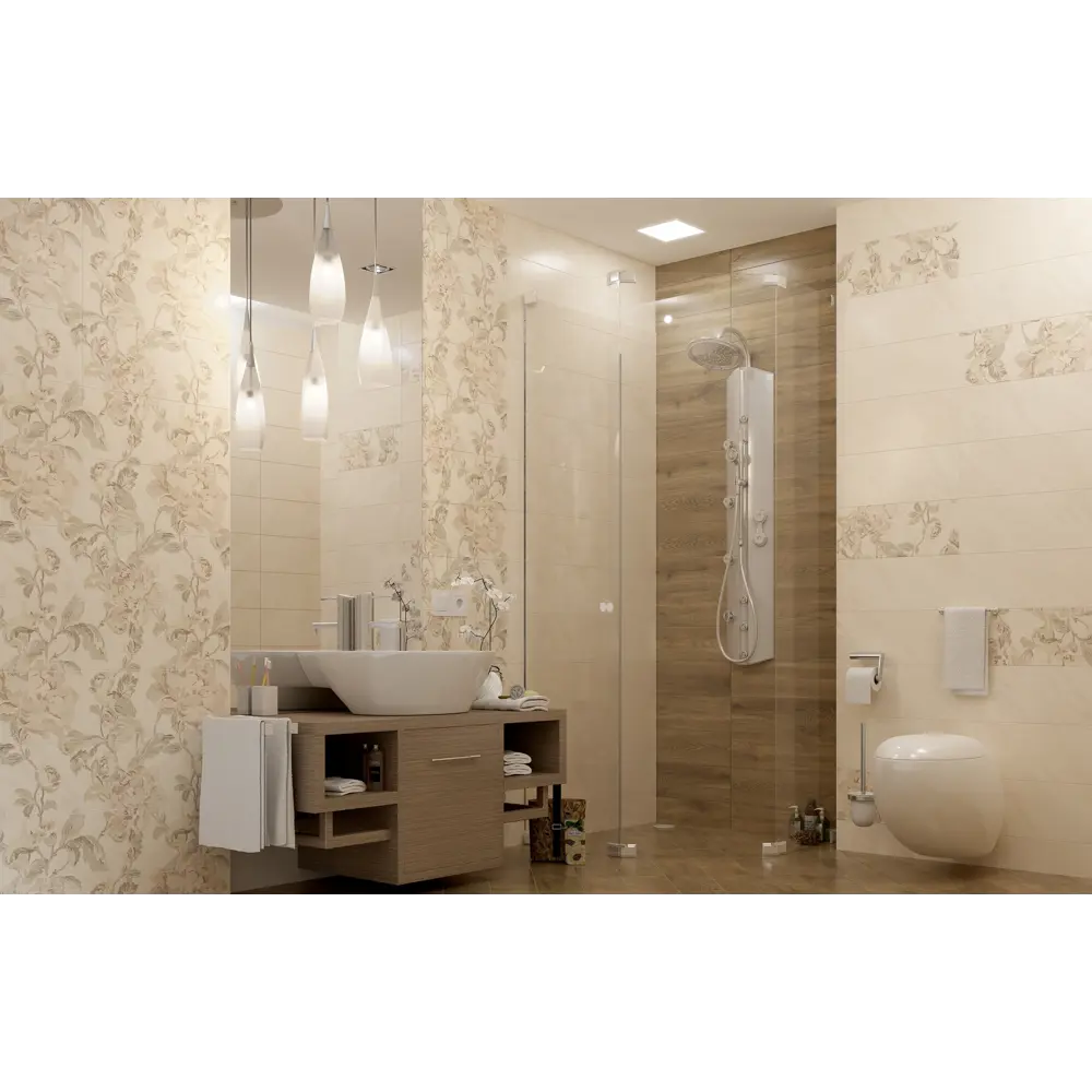 Декор настенный Пиона №3 20x50 см цвет бежевый 82454922 STLM-2133763 Golden Tile  - Вид №3