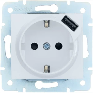 Розетка USB встраиваемая Lezard Asti с заземлением цвет белый 89385419 STLM-2095861