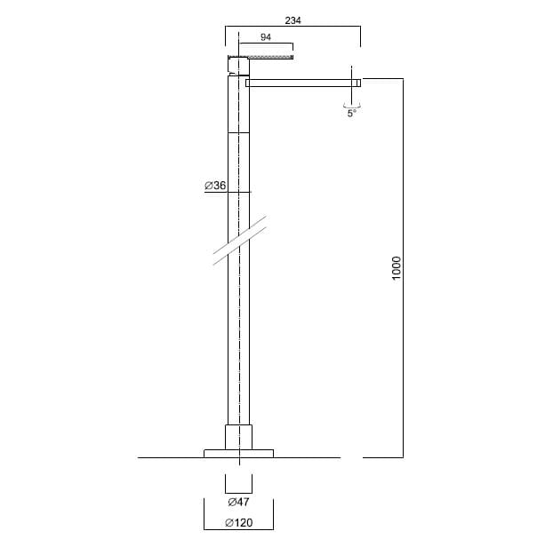 Смеситель для раковины с высоким напольным покрытием Rubinetteria Giulini Surf Deluxe ARCH-00046975 - Вид №2