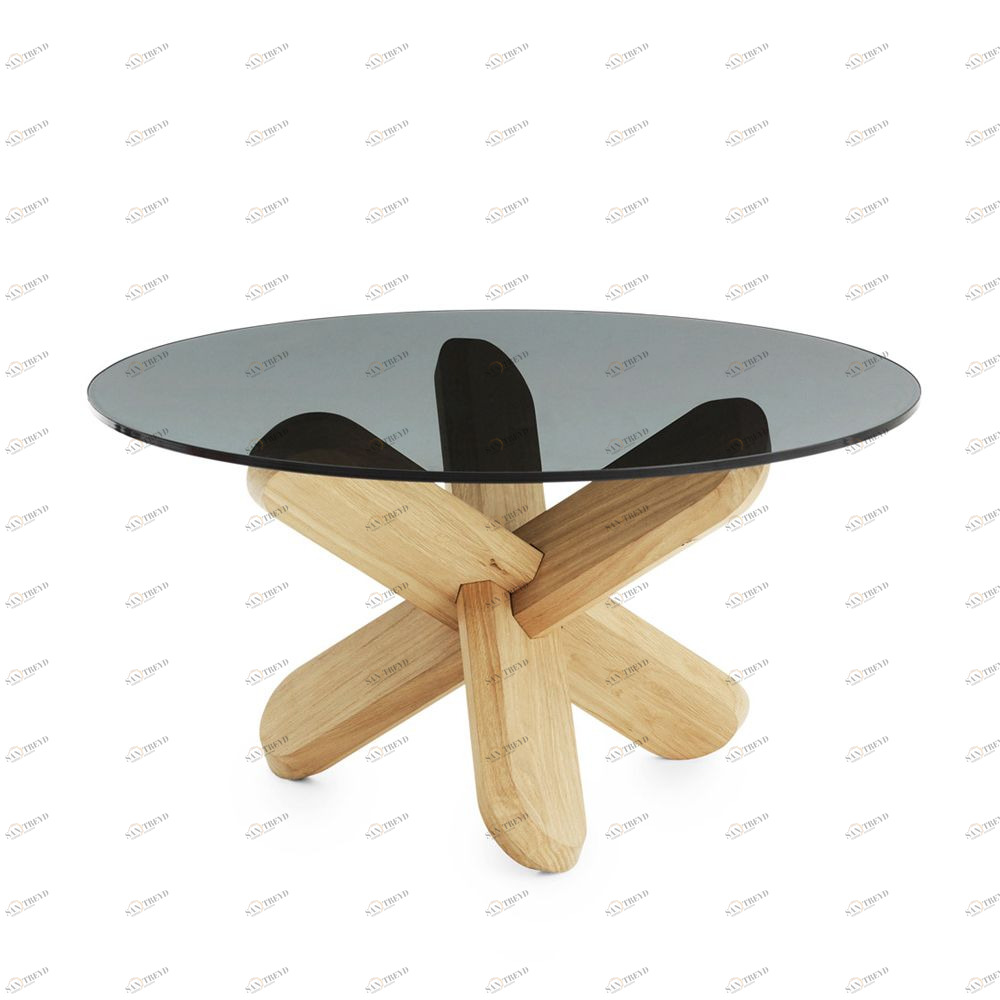 Стол Ding 40 x D75 см, дымчатое стекло-дуб Normann Copenhagen 602243