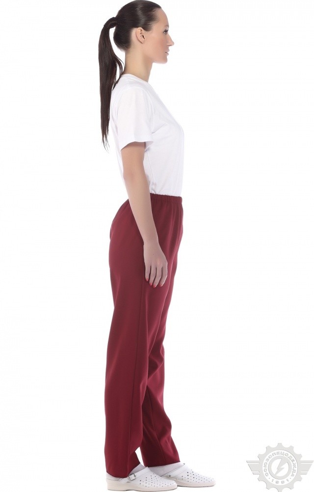 66077 Брюки ткань "Габардин" цвет бордо  Медицинская одежда  размер 56-58 Спецодежда  - Вид №4