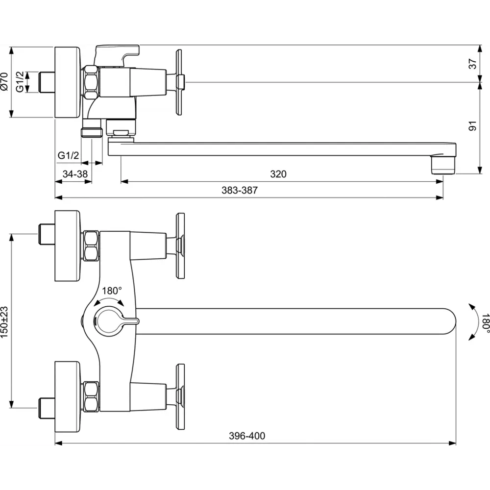 Смеситель для ванны универсальный Ideal Standard Vidima Art двухвентильный цвет хром 82640765 STLM-2127773 - Вид №4