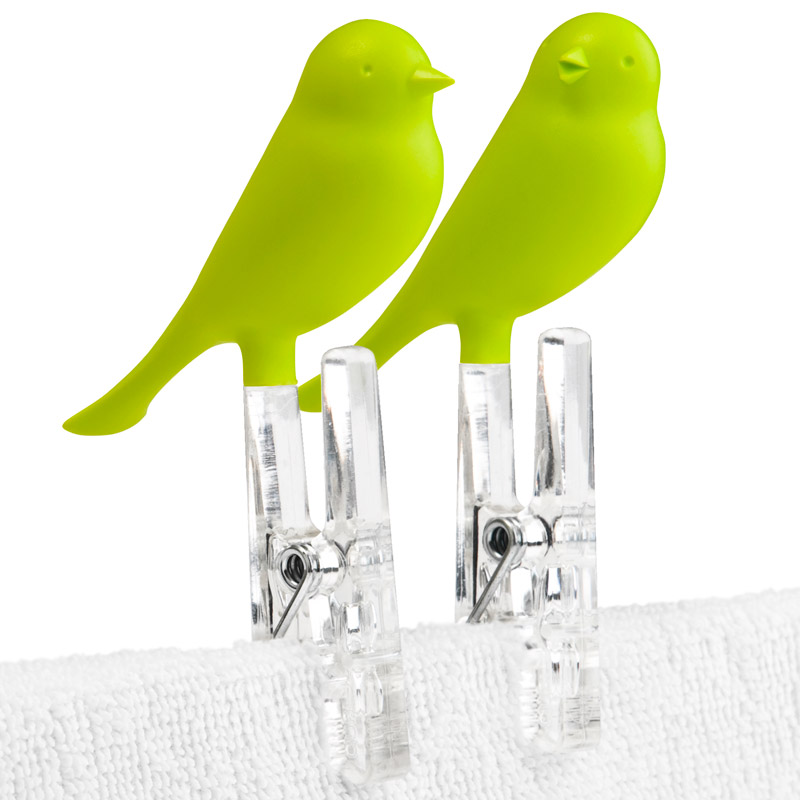 QL10066-GN Прищепки sparrow 4 шт. зеленые Qualy 