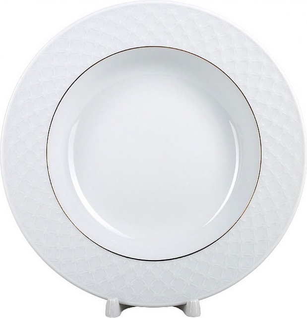 10606551 Императорский фарфоровый завод Тарелка глубокая 22,5см "Сетка Омега"(зол.отводка) "Европейская-2" Твёрдый фарфор 