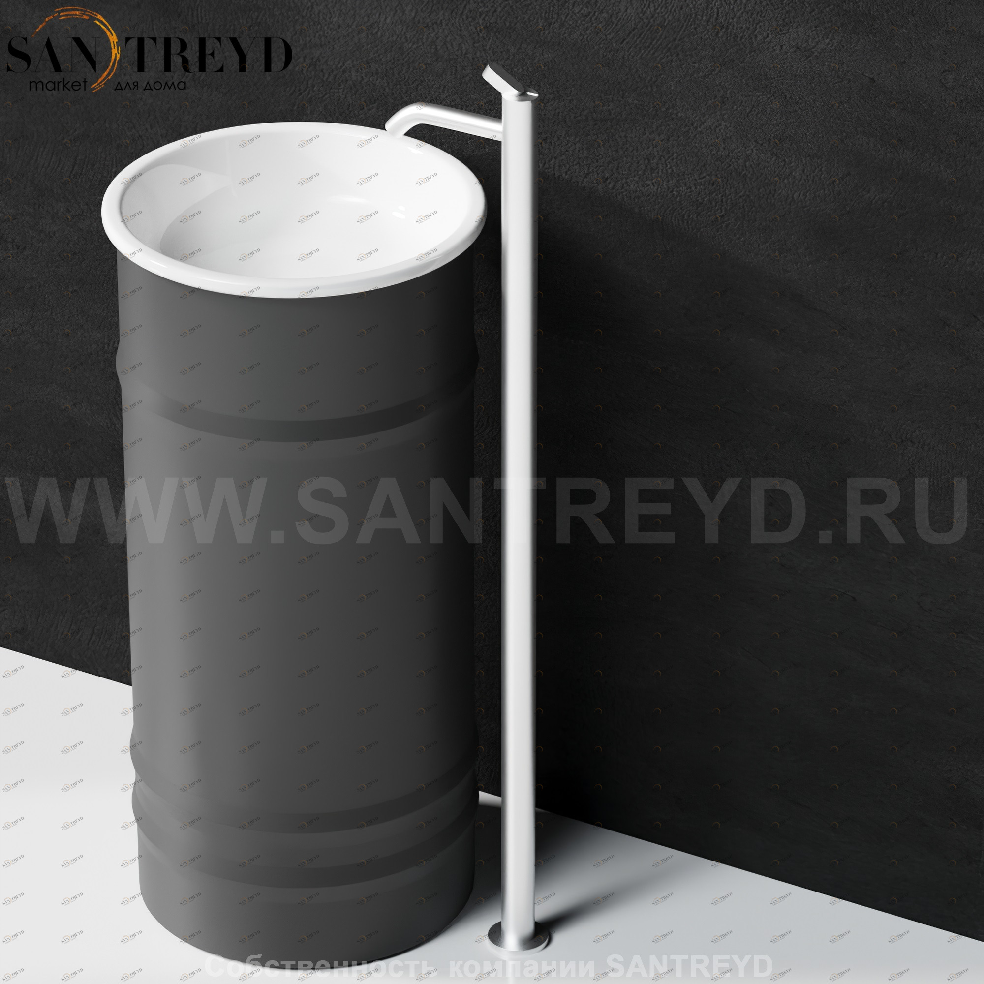 Напольный смеситель ARUB1096SP SQUARE для раковины хромированный матовый Agape