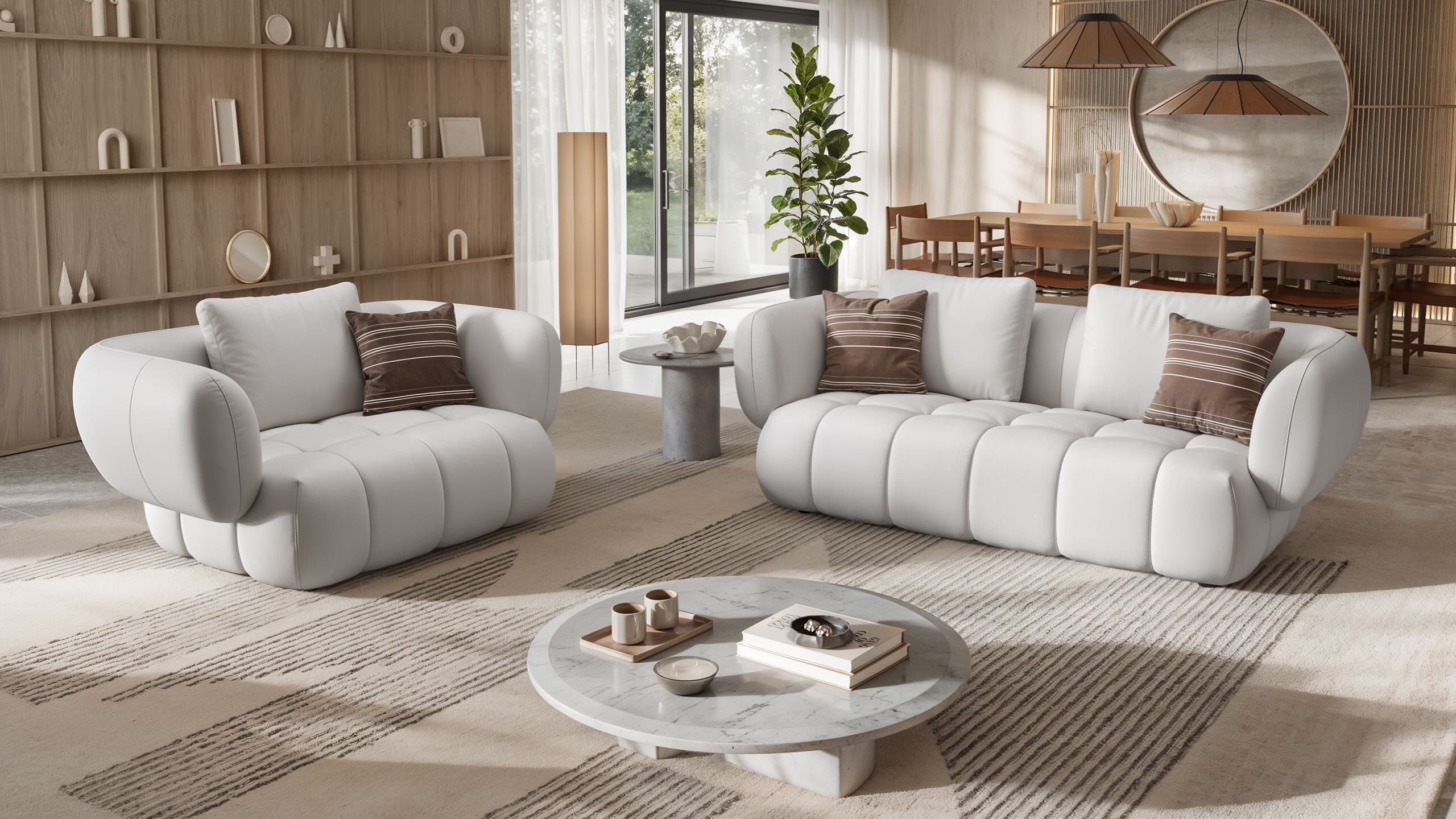 2-местный кожаный линейный диван Sofanella море ARCH-00108137 - Вид №6