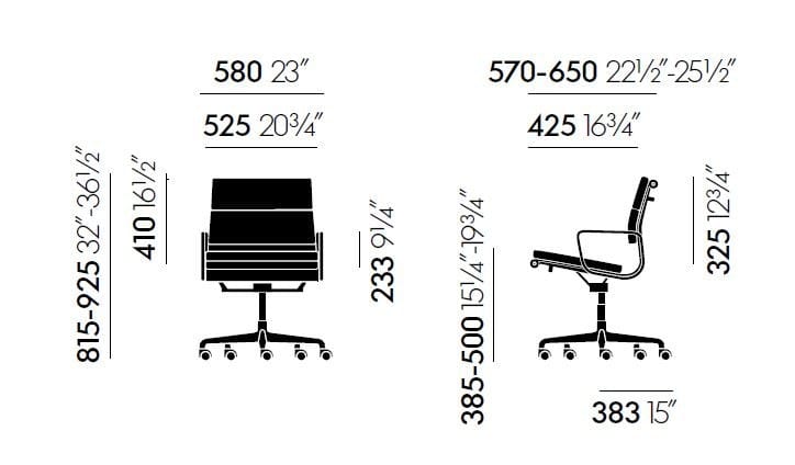 5 спиц подлокотник кожаный поворотный операционный офисный стул VITRA Eames Soft Pad Group ARCH-00124733 - Вид №14