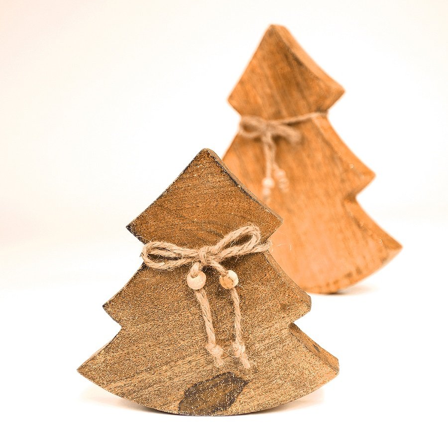 Украшение новогоднее "Ель деревянная" Wooden tree, 15х14х2,5 см ENJOYME  253082 Золото  - Вид №3