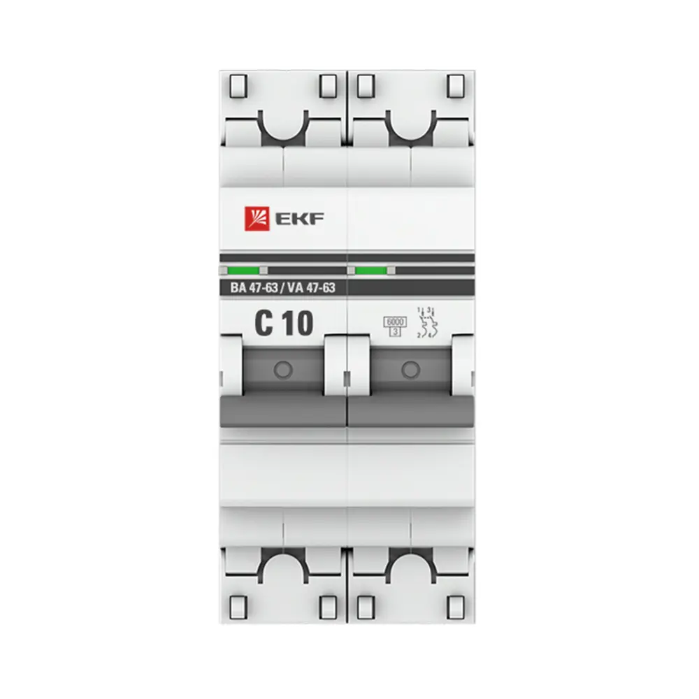 Автоматический выключатель EKF PROxima ВА47-63 2P C10 А 6 кА mcb4763-6-2-10C-pro 82421243 STLM-2099693  - Вид №1