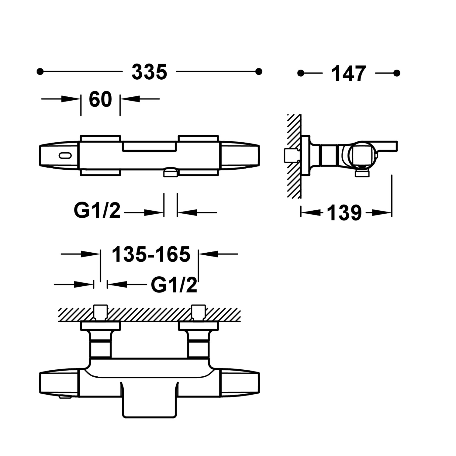 Настенный термостатический смеситель для ванны и душа-19017415 TRES Thermostatic - Вид №1