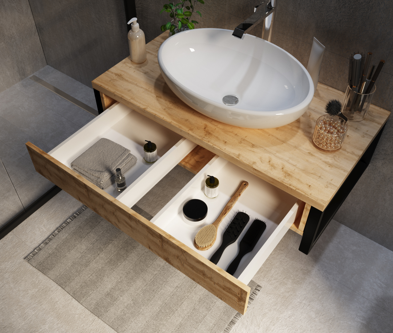 У85844 Тумба GRUNGE LOFT 100П 1в.я Дуб Вотан 1 Marka GRUNGE LOFT  - Вид №3