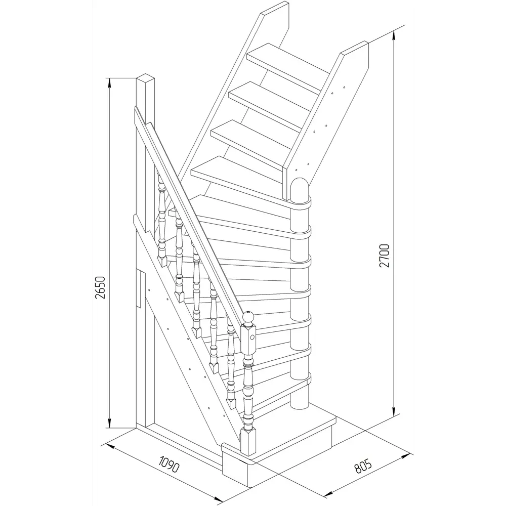 Santreyd Лестница поворотная 90° ЛС-91 для компактных пространств 18488868 STLM-0010999 - Вид №4