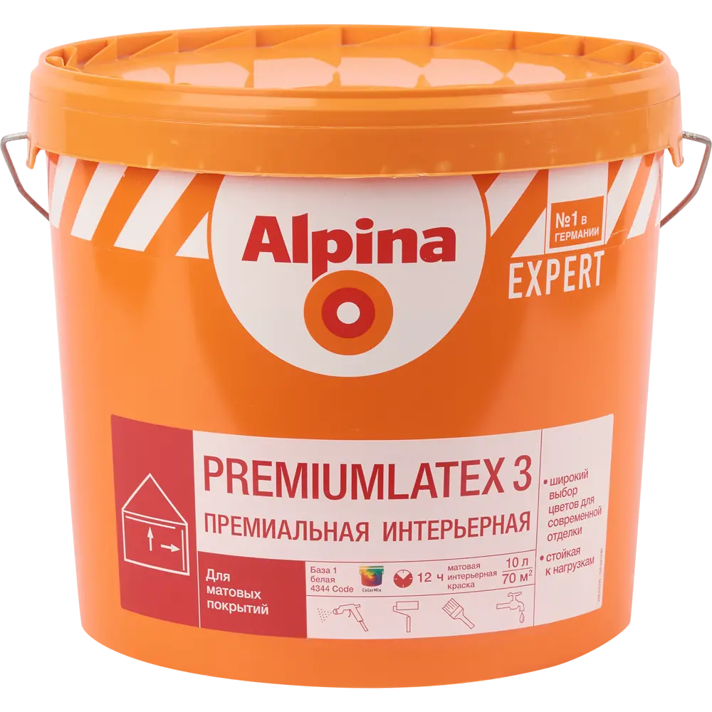 Краска для колеровки для стен и потолков Alpina Expert Premiumlatex 3 белая база A 10 л STLM-2155760
