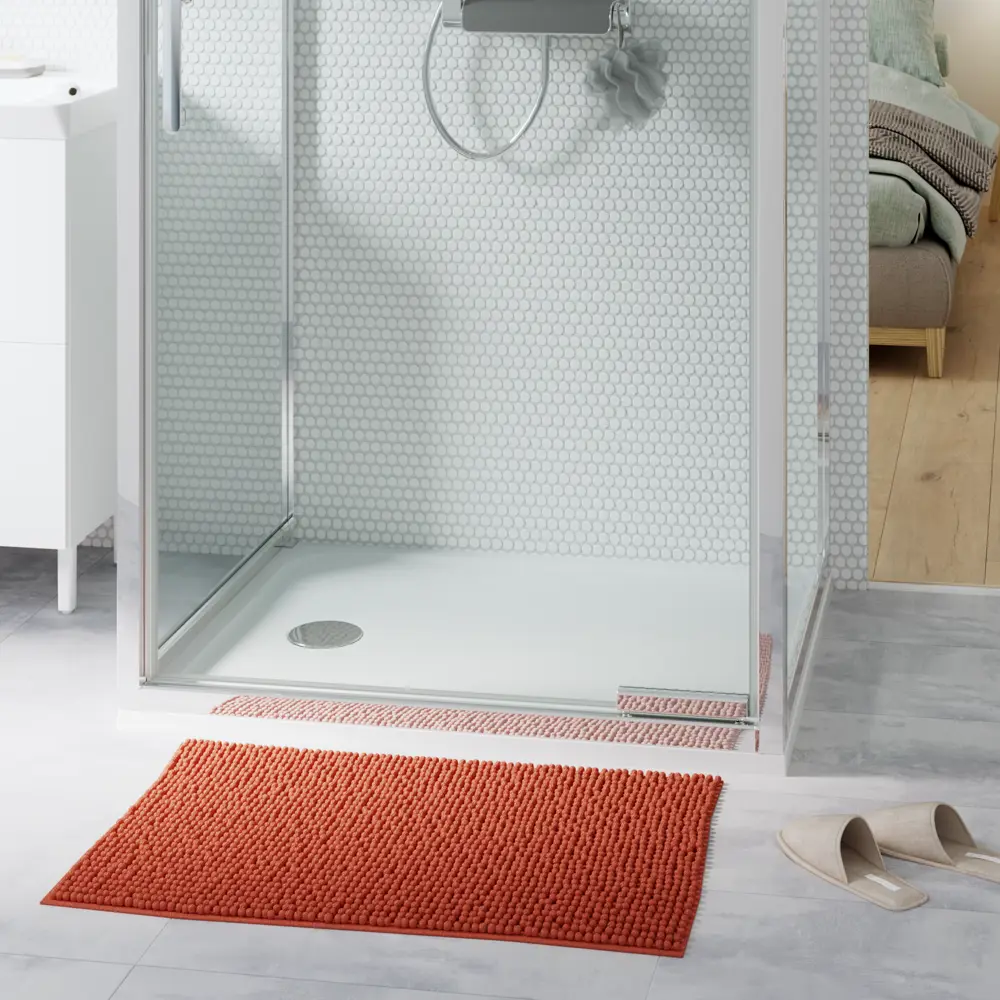 Коврик для ванной Sensea Easy 50x80 см цвет кирпичный 84698374 STLM-2040316