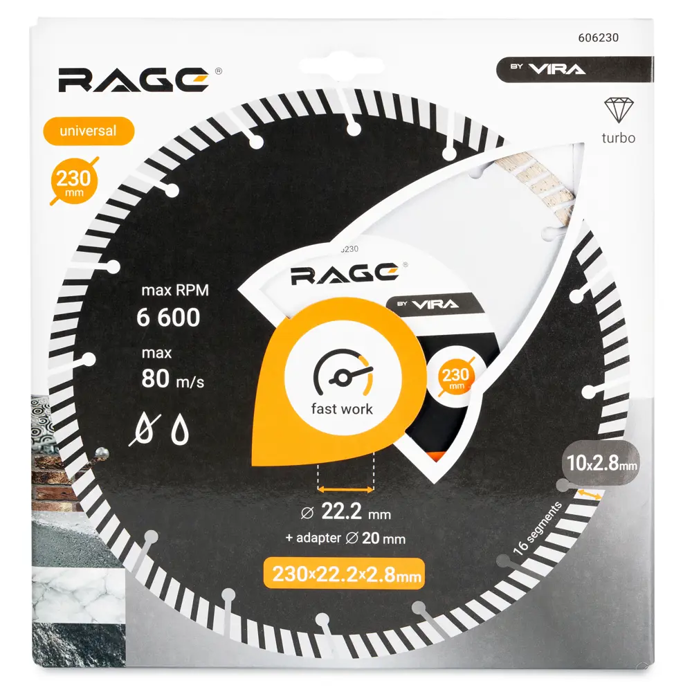 Алмазный диск RAGE Turbo 230 мм для профессиональной резки бетона 89435056 STLM-1573201 - Вид №1