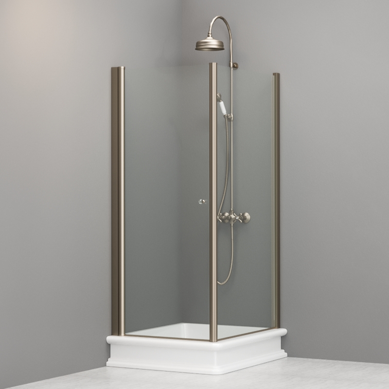 9144T3 Душевая кабина DX с распашной дверью и фиксированной боковой частью для душевого поддона 80x96 SX открывание со стороны 96, цвет Бронзовый Kerasan RETRO Италия 