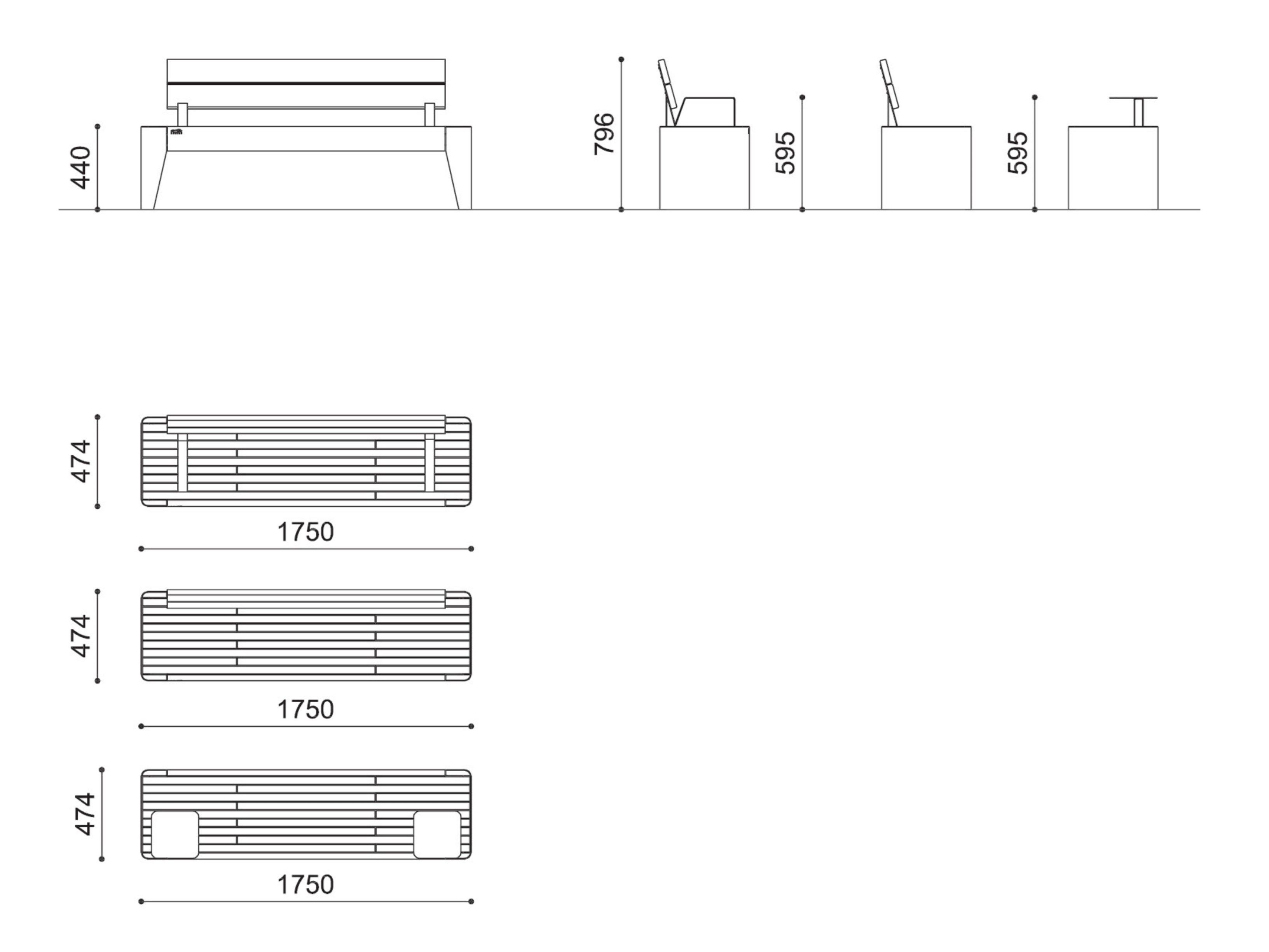 Стальная и деревянная скамья со спинкой с подлокотниками City Design Fòla ARCH-00137127 - Вид №2