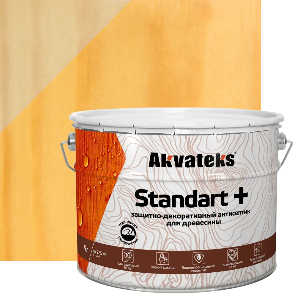 АКВАТЕКС Standart - защитный антисептик для дерева сосна 9 л 86364494 STLM-0068140