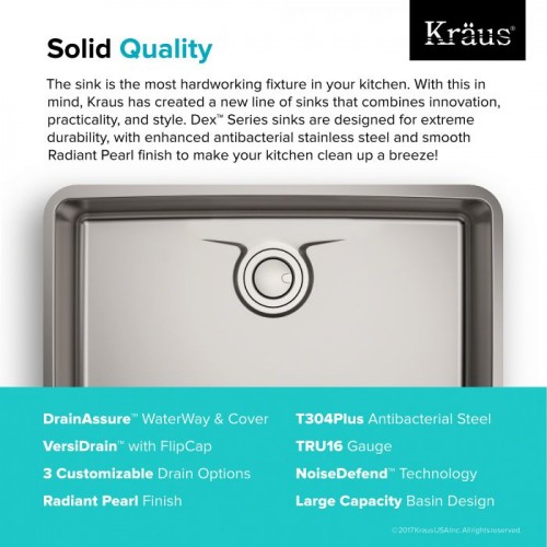 Dex KD1US33B Мойка кухонная прямоугольная Krausru  - Вид №14