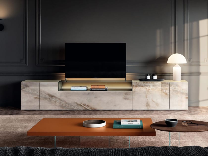 Стеклянный шкаф для телевизора Lago 36e8 ARCH-00005174