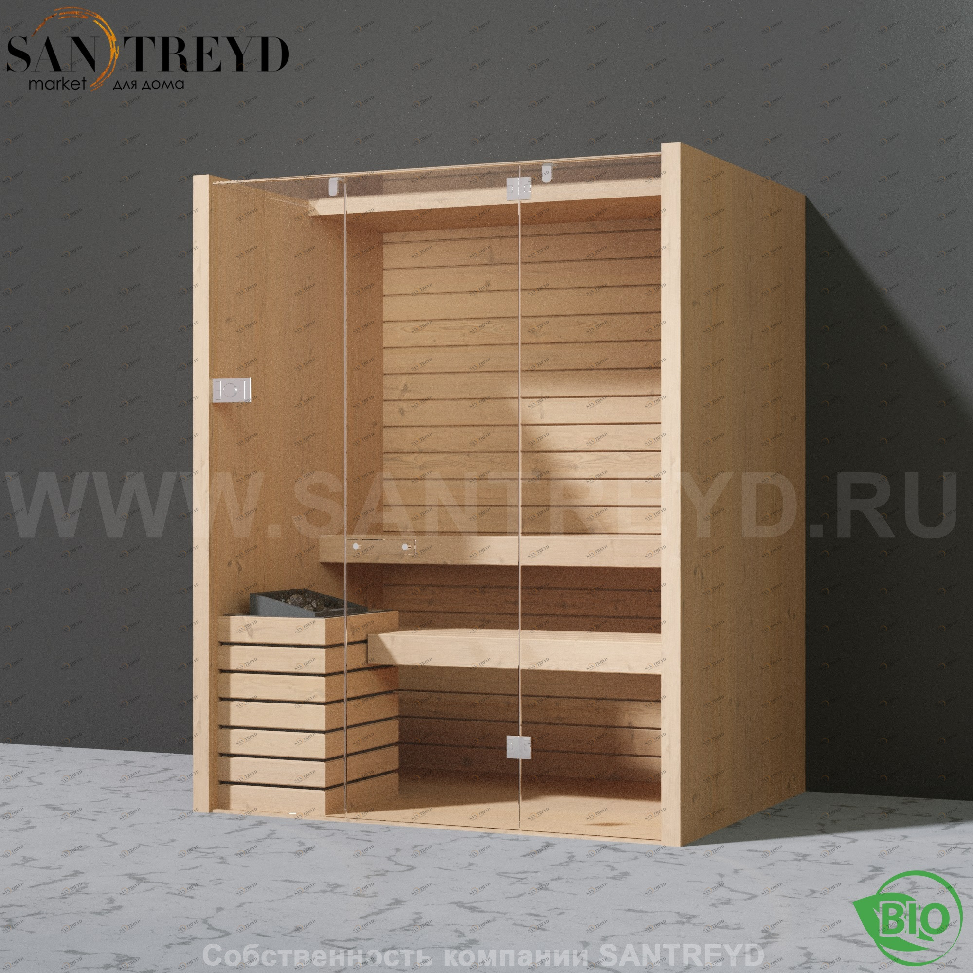 Effegibi SKY 40 BI55200015 Био-сауна. Мощность: 4,5 кВт макс. Размеры: длина 170 см, ширина 130 см. Отделка: канадский хемлок.