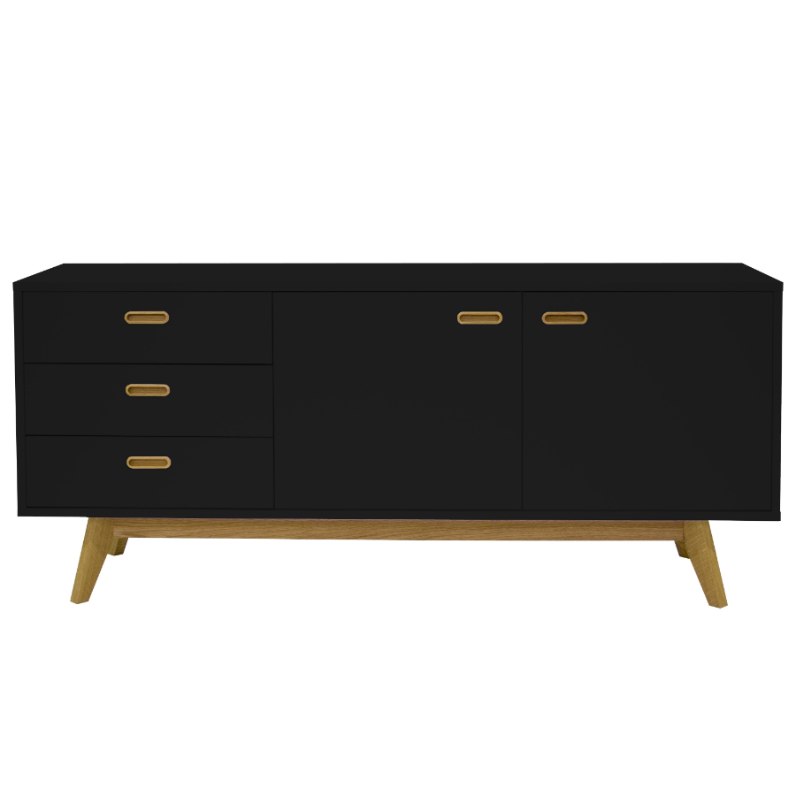 Сервант Tenzo Bess, 72х170х43 см, дуб, черный 2175024 - Вид №3