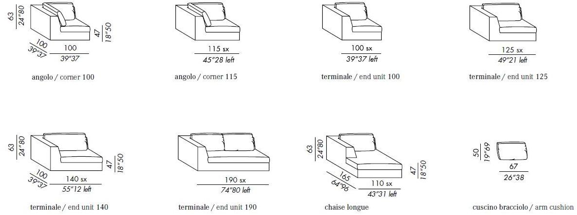Meridiani Модульный 3-х местный диван с шезлонгом Louis sun-id-1470224 - Вид №9