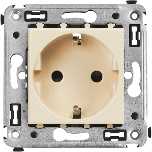 Розетка встраиваемая DKC Avanti с заземлением со шторками цвет ванильная дымка