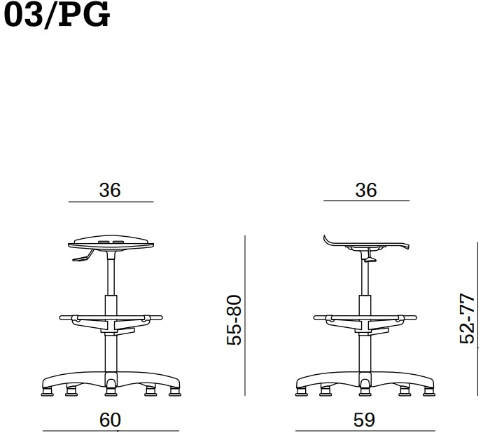Linea Fabbrica Офисный табурет с 5 спицами из бука с подставкой для ног Bow sun-id-1476303 - Вид №2