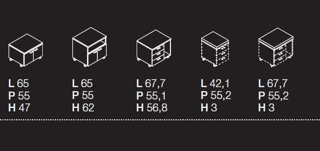 Офисный комод с колесами с замком Las Mobili универсальные контейнеры Evo ARCH-00043635 - Вид №1