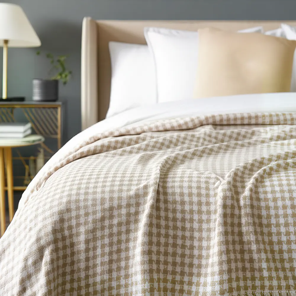 Плед Марокко бежевый с вензельным узором 140x200 см 89426307 Santreyd STLM-1584645 - Вид №4