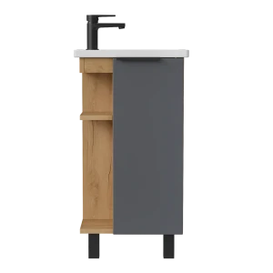 Тумба под раковину Сохо KONSENSA напольная 56.4 см цвет дуб гудзон золотой/серый софт тач с раковиной Kirovit Фостер 60