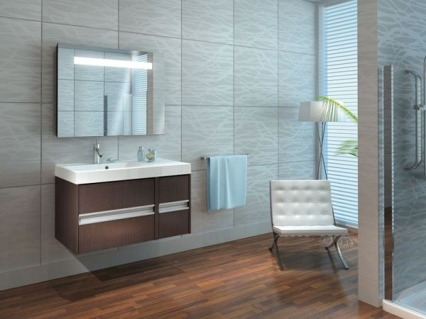 Imperial-90R/wenge Oristo, Imperial 90 см правый: зеркало, тумба, керамическая раковина, цвет wenge Santreyd 