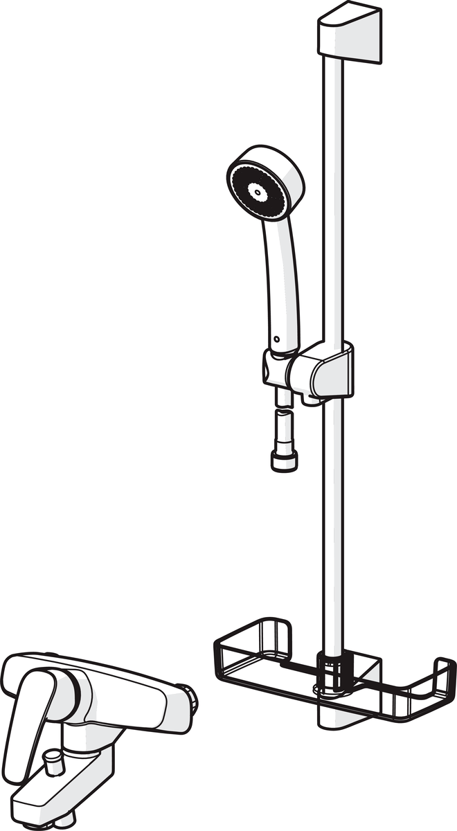 Oras 1067 Смеситель для ванны и душа с комплектом 1067 Safira Хром  - Вид №2