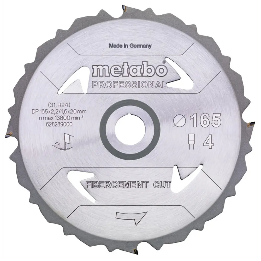 Диск циркулярный по ДСП Metabo Fibercement, 628289000, 165x20 мм STLM-2123767