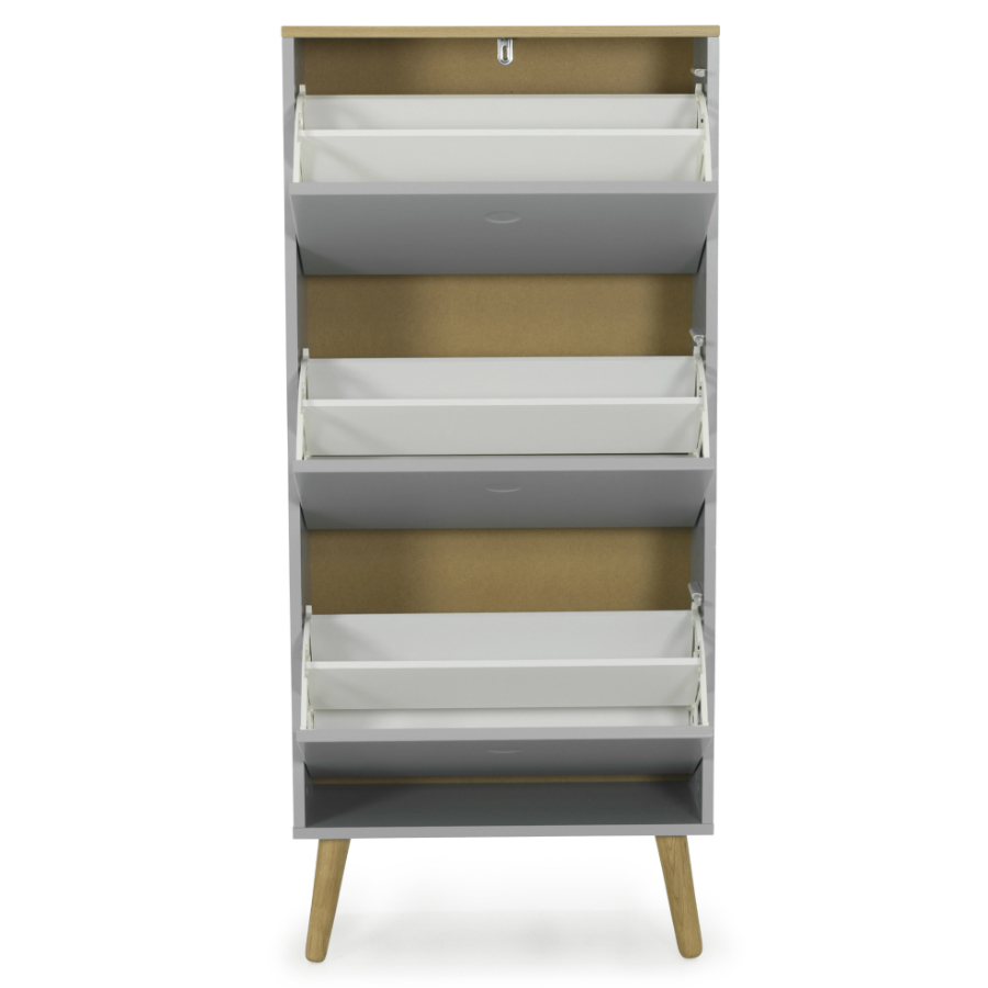 Шкаф для обуви Tenzo Dot, 128х57,5х24 см, дуб, серый 1657612 - Вид №3