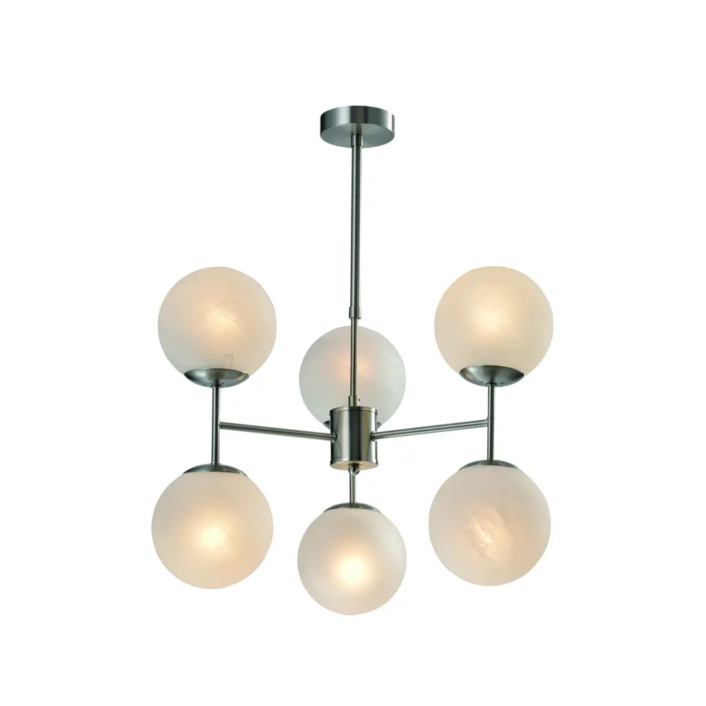 Люстра потолочная Agata, 6 ламп, 18 м², цвет никель Rivoli STLM-2154962