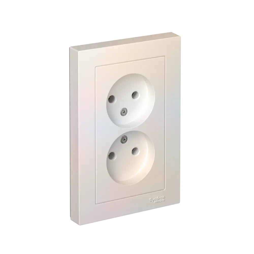 Розетка двойная встраиваемая Systeme Electric AtlasDesign без заземления цвет жемчужный 89457354 STLM-2078317