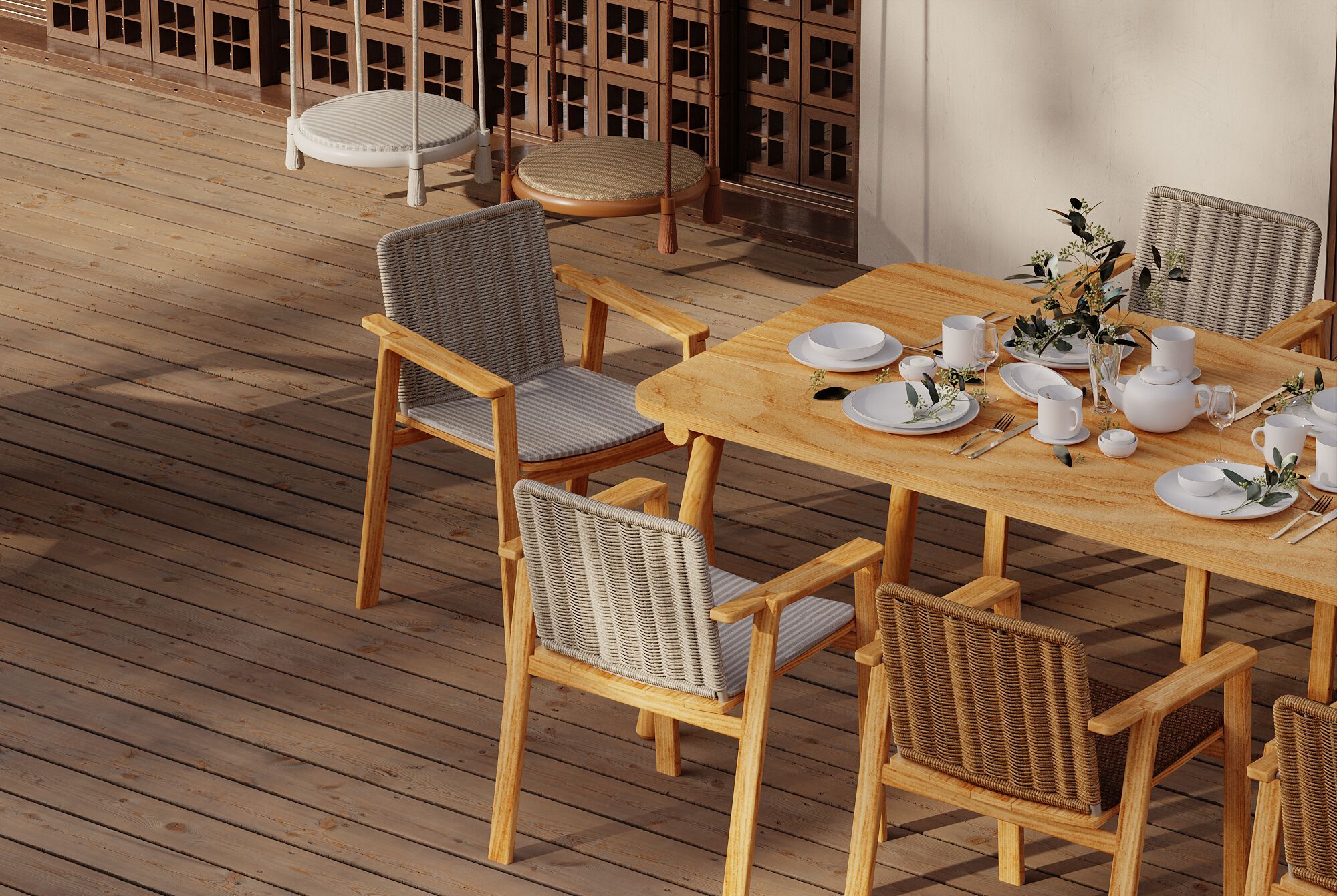 Стул для сада из тикового дерева с подлокотниками YAAZ Denk ARCH-00111223 - Вид №4