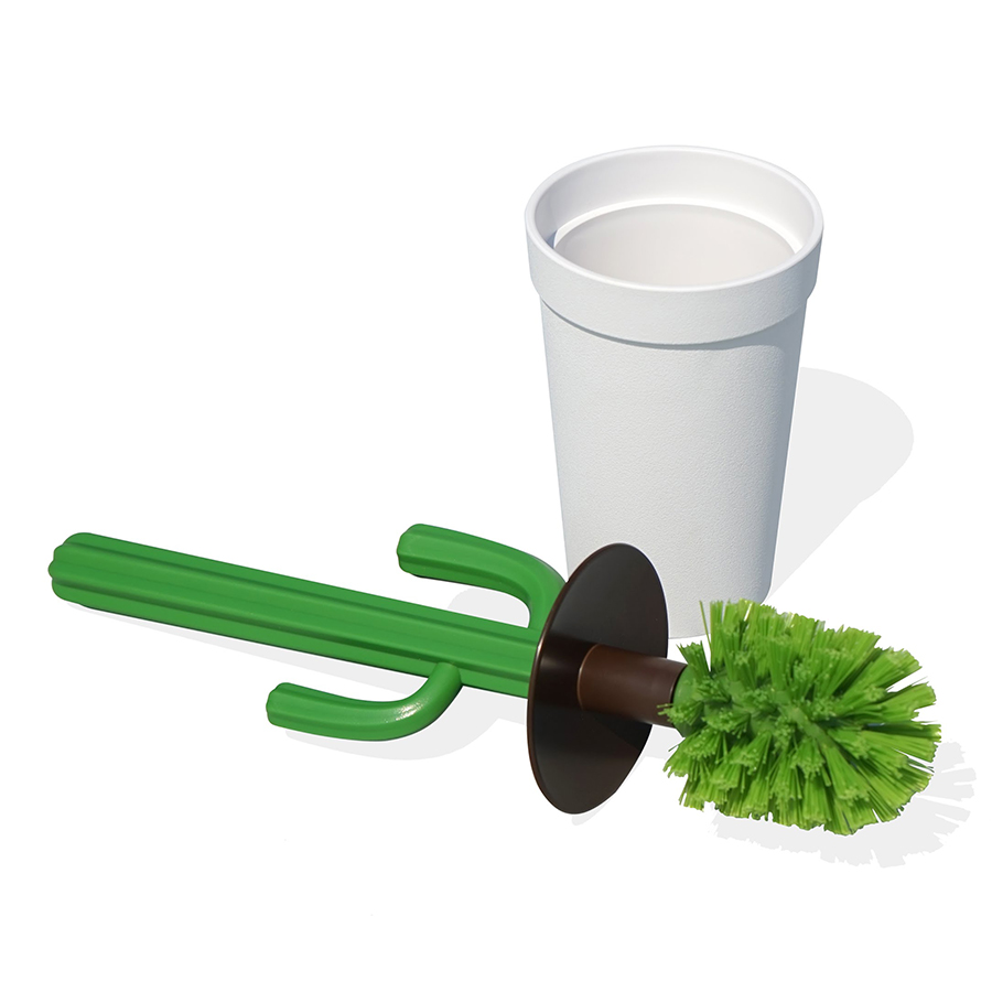 QL10279-WH-GN Ершик для туалета cactrash, белый с зеленым Qualy  - Вид №2