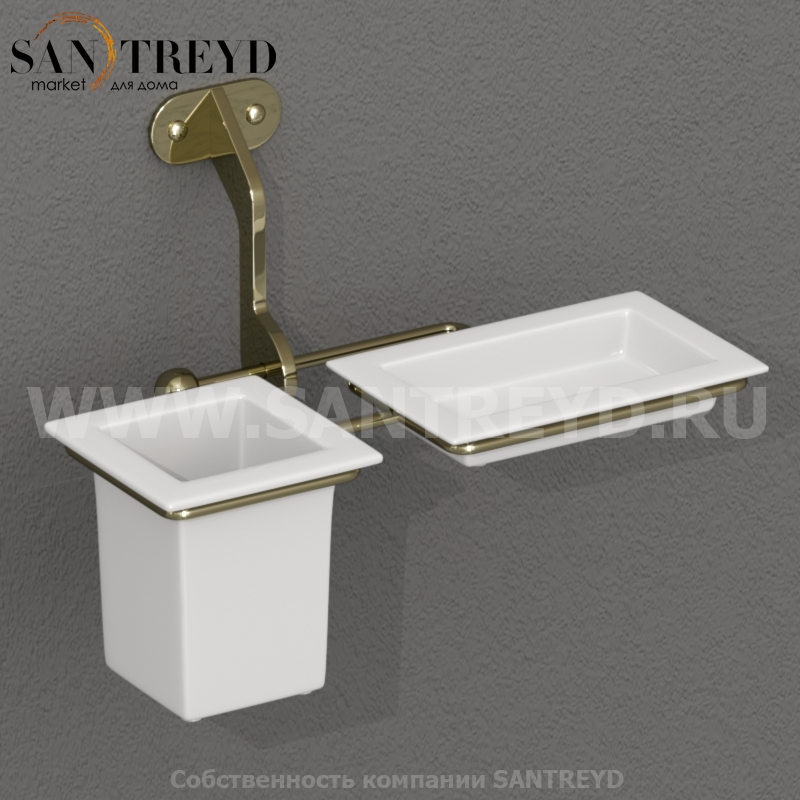 741191 Мыльница и стакан для зубной щётки, цвет Золотистый Kerasan ACCESSORIES Италия 