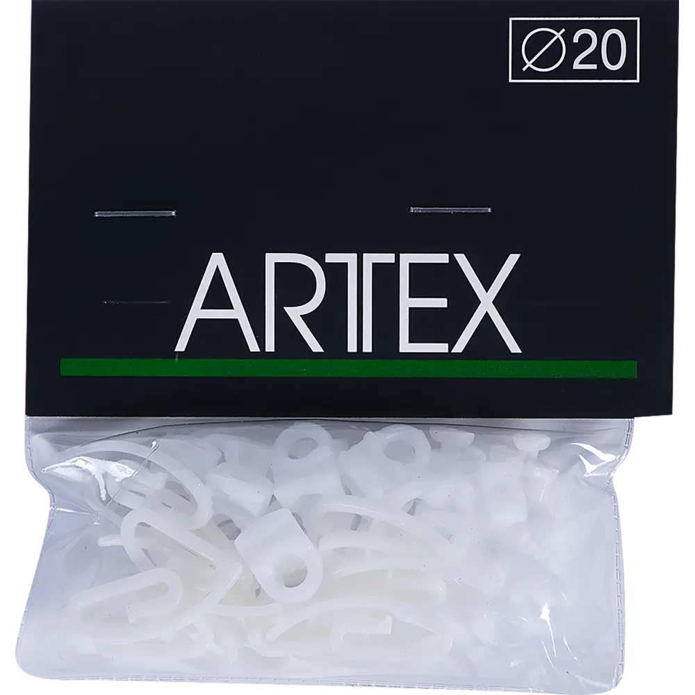 Глайдер с крючком и стопором для штор на металлический потолочный карниз цвет белый 20 шт ARTTEX STLM-2127409 - Вид №1