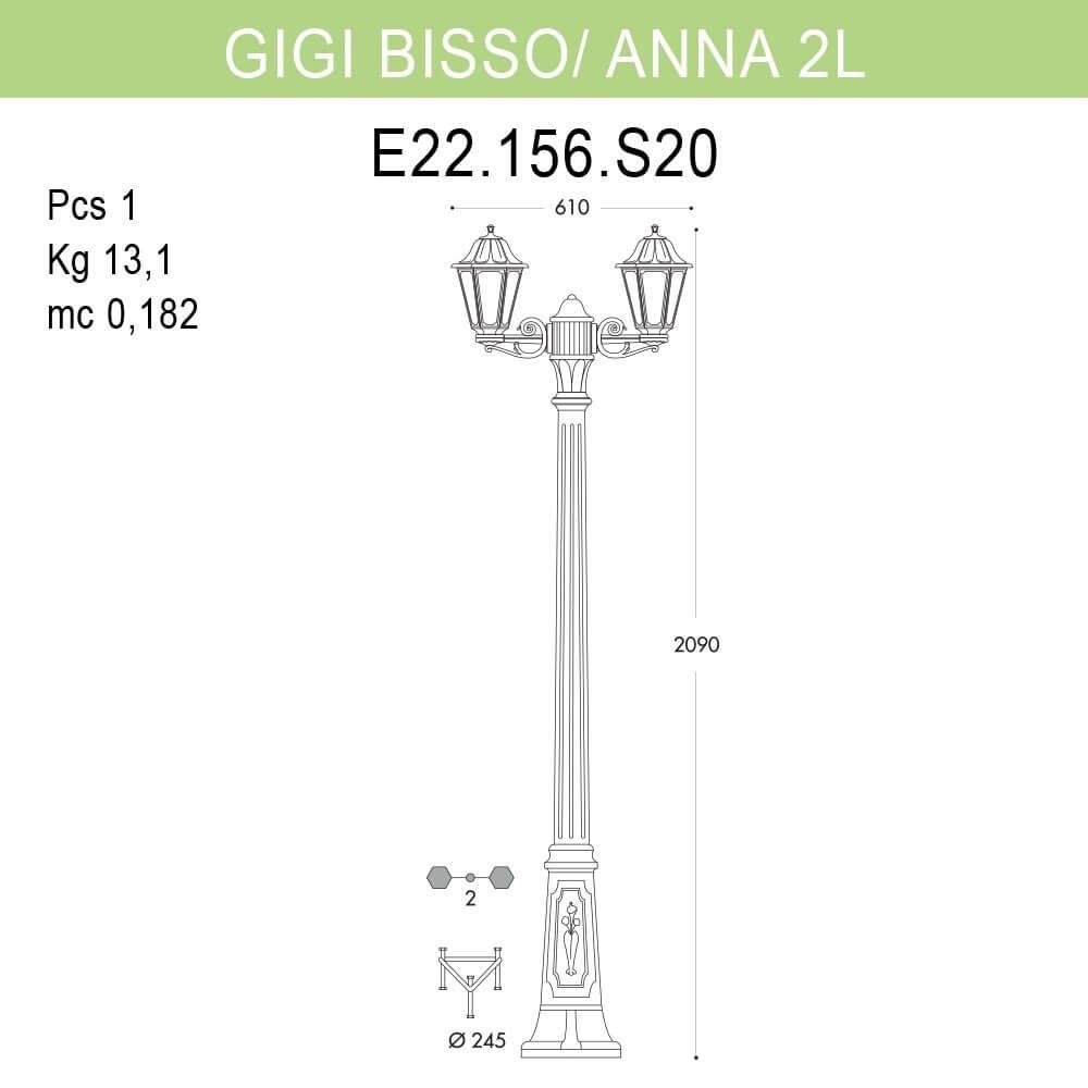 Уличный фонарь Fumagalli Gigi Bisso/Anna E22.156.S20.AYF1R FUMAGALLI ФОНАРЬ 268837 Черный  - Вид №1