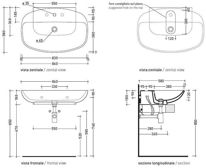 Nuda 5083 Подвесная раковина настенная овальная Ceramica Flaminia Nuda белая - Вид №2