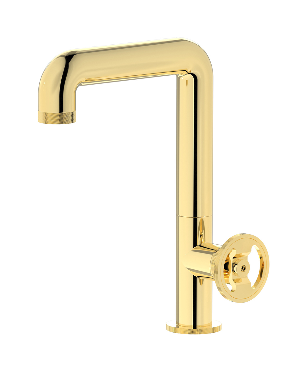 Высокий смеситель для раковины на 1 отверстие в комплекте с донным клапаном WE ARE IB b1202ii Pale Gold Bold