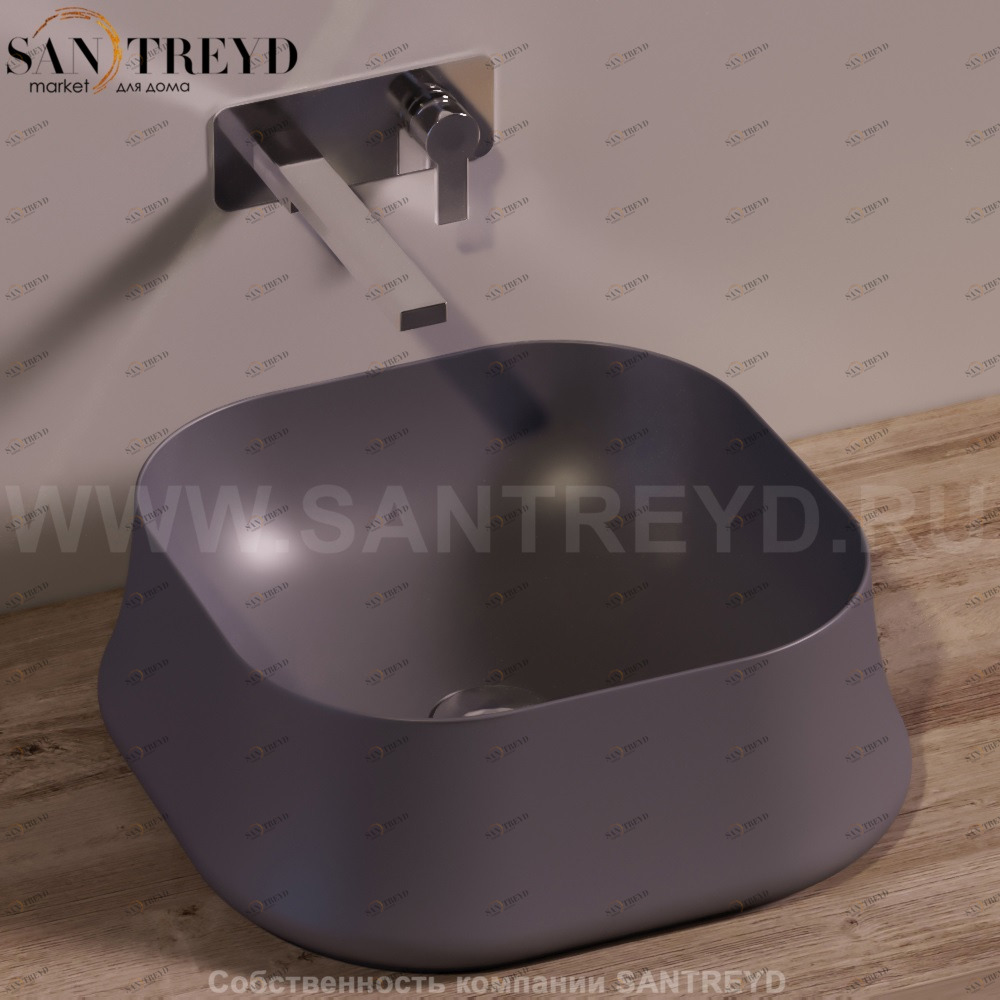 SH06ANTRACITEMATT Накладная раковина на столешницу  квадратная Simas Sharp