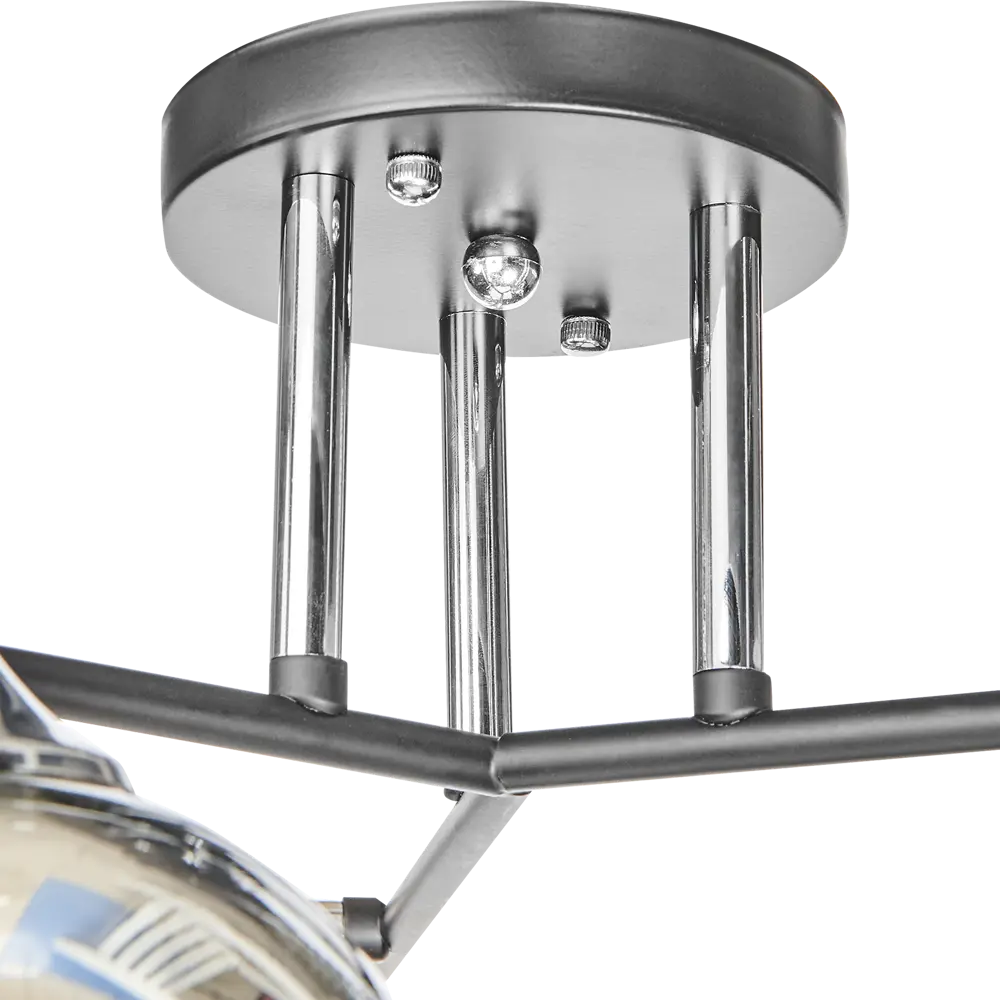 Люстра потолочная Присси 3 лампы, 9 м², цвет чёрный/хром СЕМЬ ОГНЕЙ STLM-2109912 - Вид №3