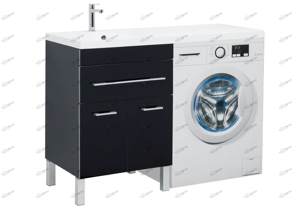 Тумба с раковиной Aquanet Верона 120 L черный (напольная, 1 ящик, 2 дверцы) 0018270500239565