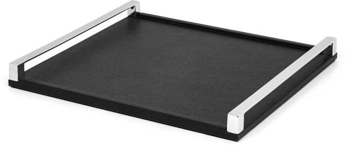 Giove Поднос - 53X33 см/металл-отделка_сатин-латунь/зернистая кожа_светло-серый