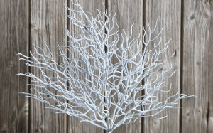 1858 799 a3 Пластиковая веточка с глиттером, 40 см, белая матовая H-andreas